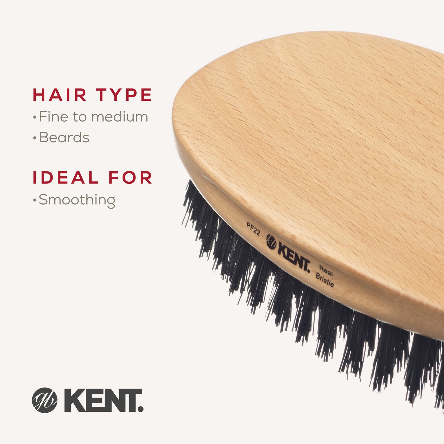 KENT PF22 Military Style Bristle & Nylon Mix Grooming Brush