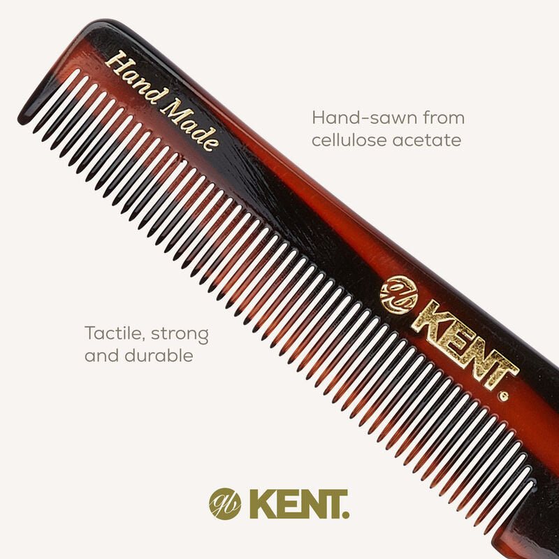 KENT R18T: Handmade 138mm Pocket Comb with Thumb Grip – Fine & Thinning Hair