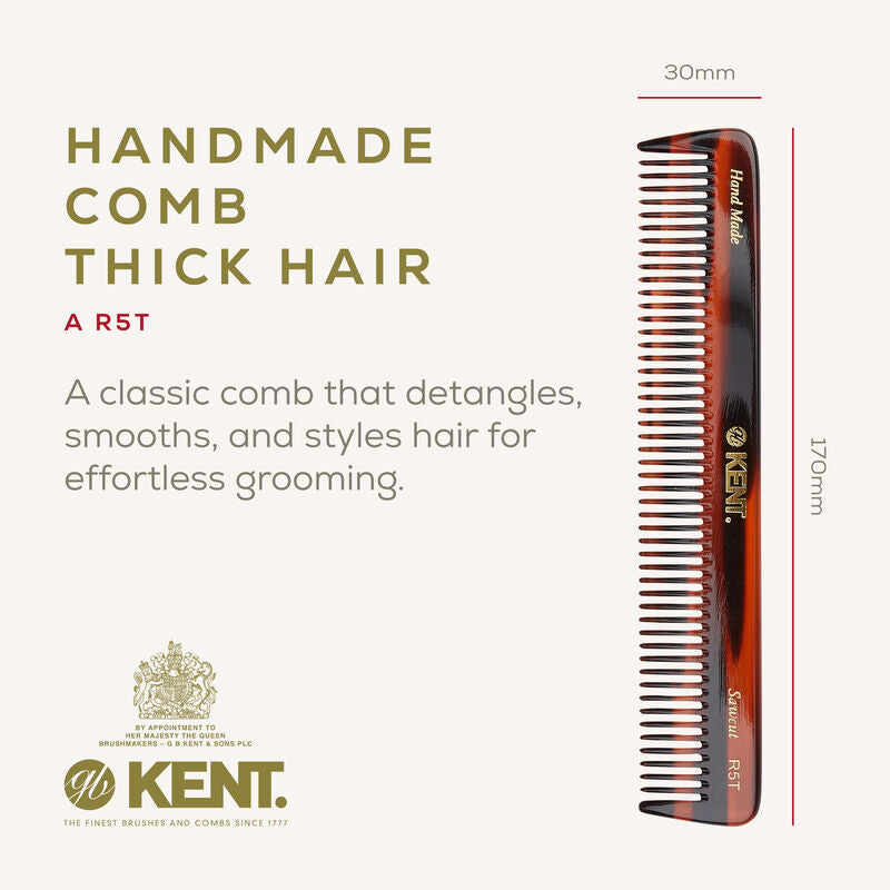 KENT R5T: Handmade 170mm Dressing Table Comb – Thick Hair