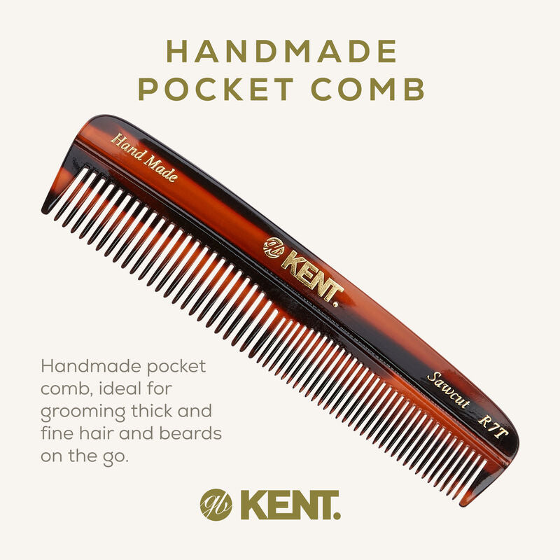 KENT R7T: Handmade 130mm Pocket Comb Thick/Fine Hair