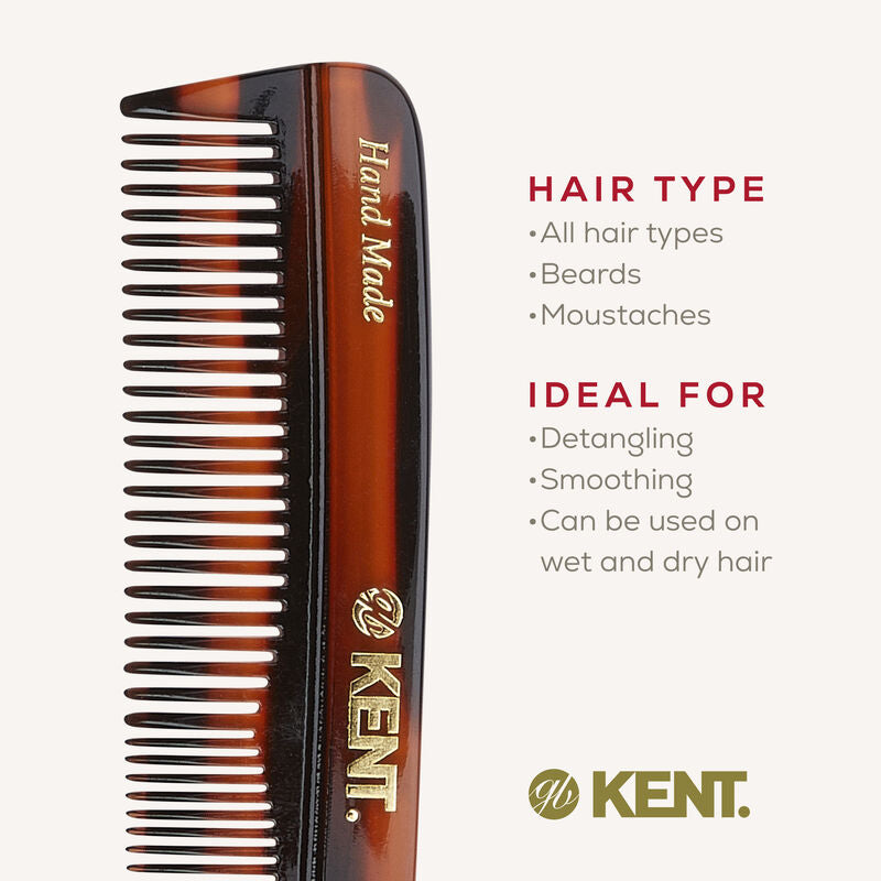 KENT R7T: Handmade 130mm Pocket Comb Thick/Fine Hair