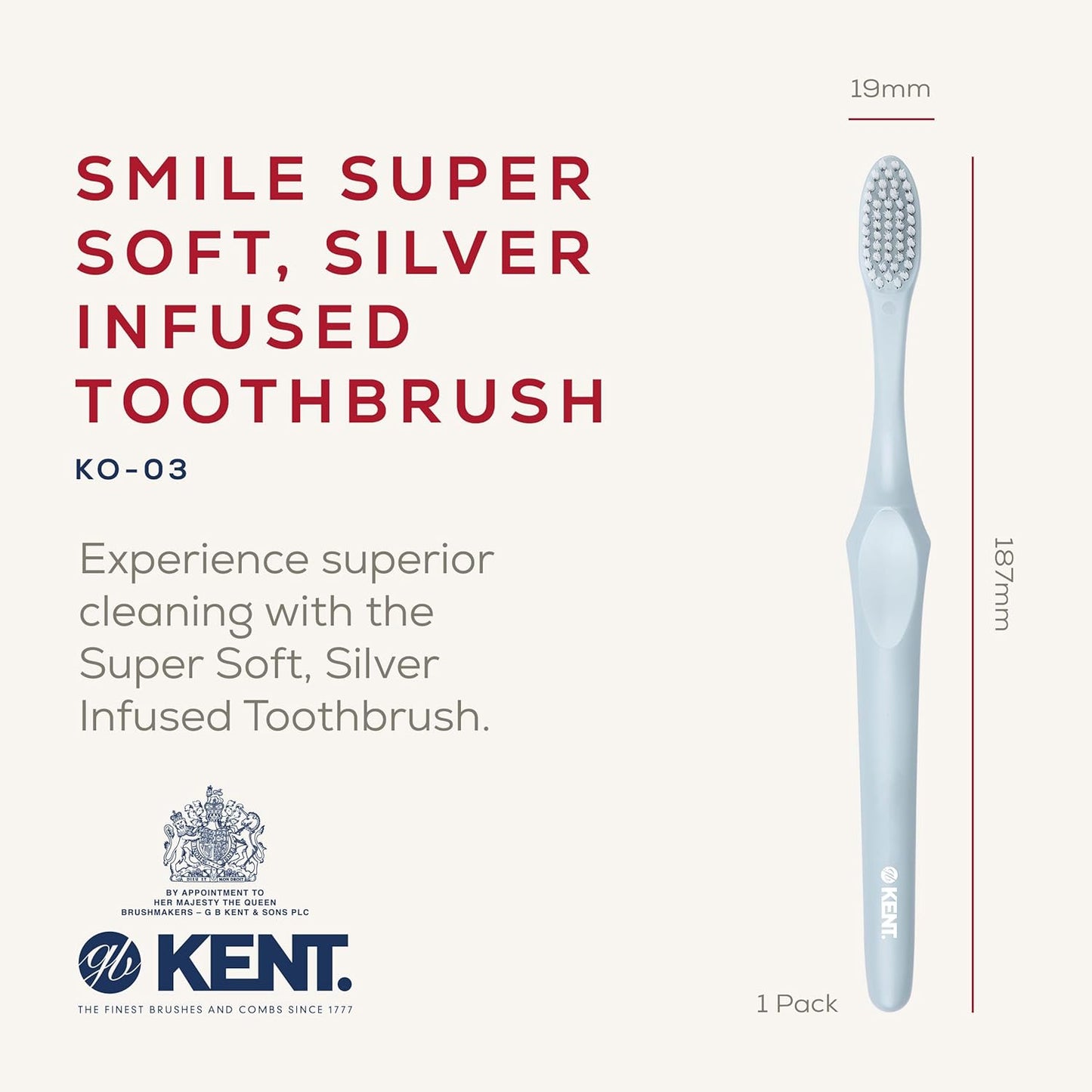 KENT SMILE Super Soft Silver Infused Toothbrush