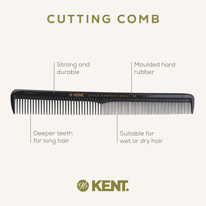KENT SPC80 Cutting Comb 180mm | หวีตัดผม ซี่หยาบ-ละเอียด สำหรับผมบางถึงปานกลาง