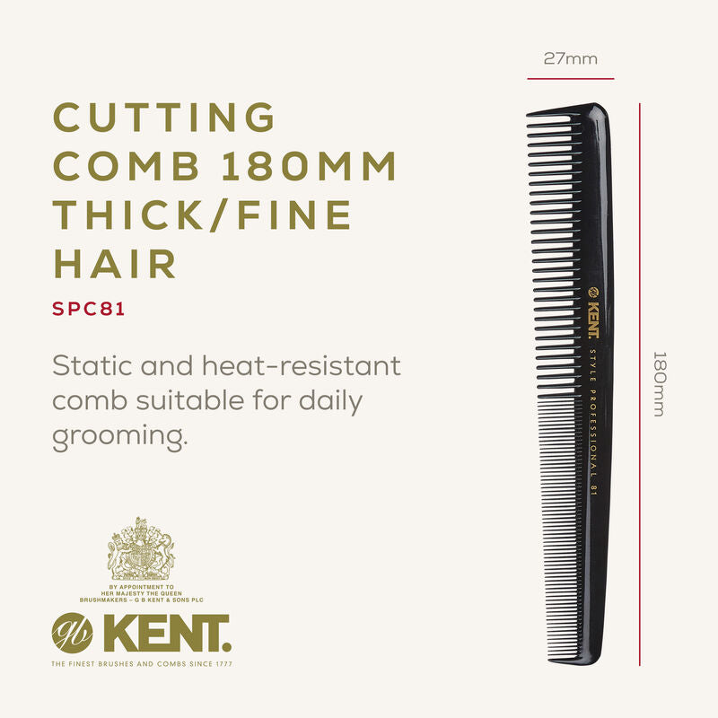 KENT SPC81 Cutting Comb 180mm หวีแต่งผมมืออาชีพ ซี่ห่าง+ถี่ (Made in Italy)