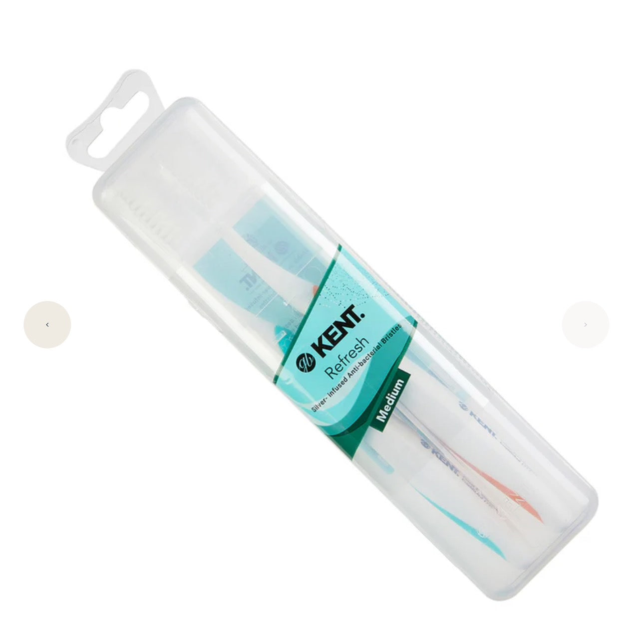 KENT Two Silver-infused Medium Toothbrushes in Travel Case พร้อมกล่องขาตั้ง