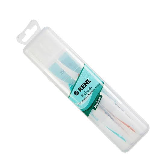KENT Two Silver-infused Medium Toothbrushes in Travel Case พร้อมกล่องขาตั้ง