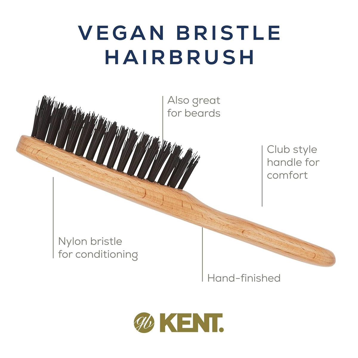 KENT V10: Vegan Bristle Travel Hairbrush 15 cm