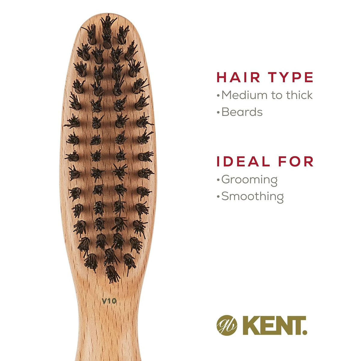 KENT V10: Vegan Bristle Travel Hairbrush 15 cm
